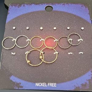 [NWT] 20g nickel free studs/hoops black gold silver